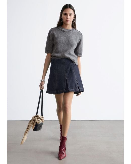 & Other Stories Blue Rib-Knit T-Shirt