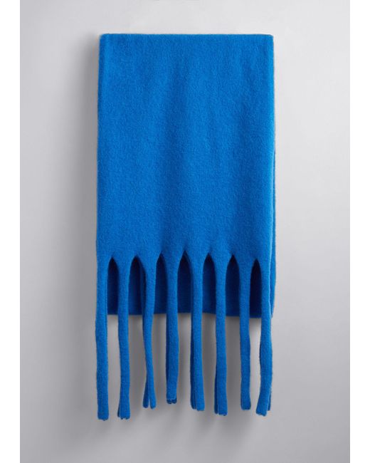 & Other Stories Blue Oversized Wool-blend Scarf