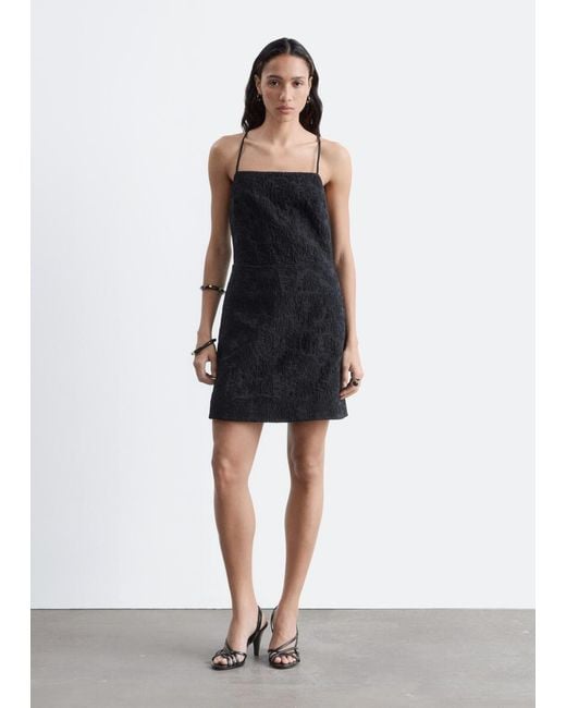 & Other Stories White Jacquard Apron Mini Dress