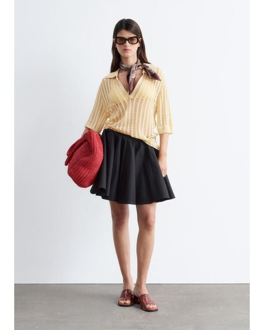 & Other Stories White Cotton Circle Mini Skirt