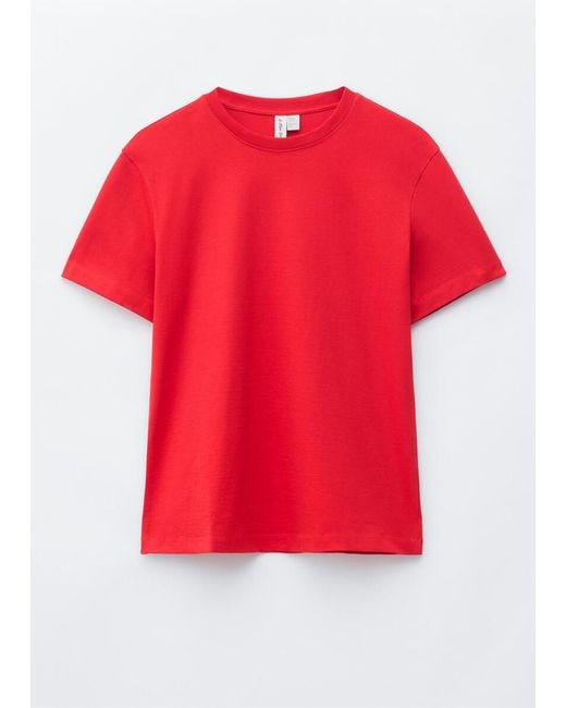 & Other Stories Red Cotton Crew-Neck T-Shirt