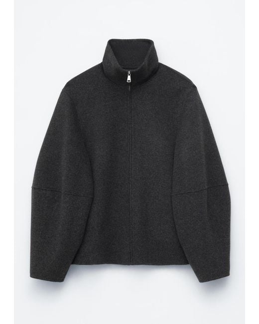 & Other Stories Black Zip-Up Wool Jacket