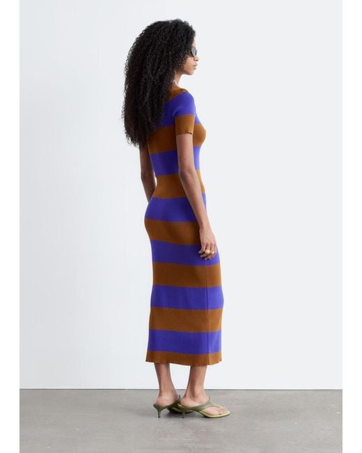 & Other Stories White Ribbed Knit Long Dress
