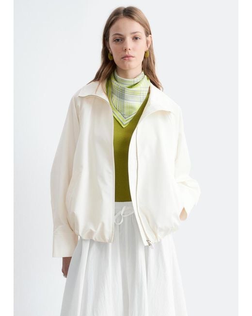 & Other Stories White Zip-Up Twill Jacket