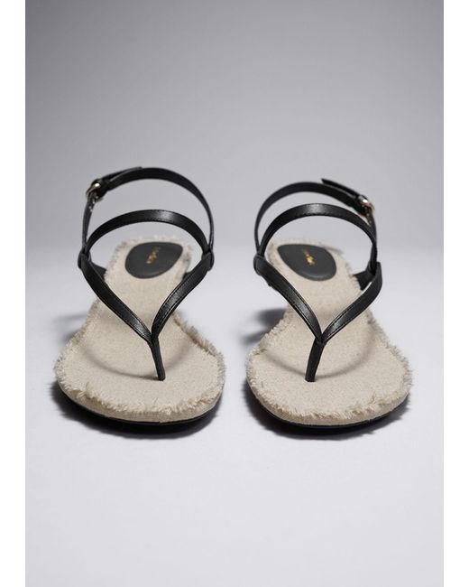 & Other Stories Gray Fringed Leather Sandals
