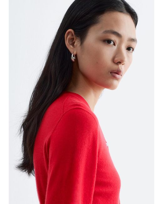 & Other Stories Red Cropped Cashmere Cardigan