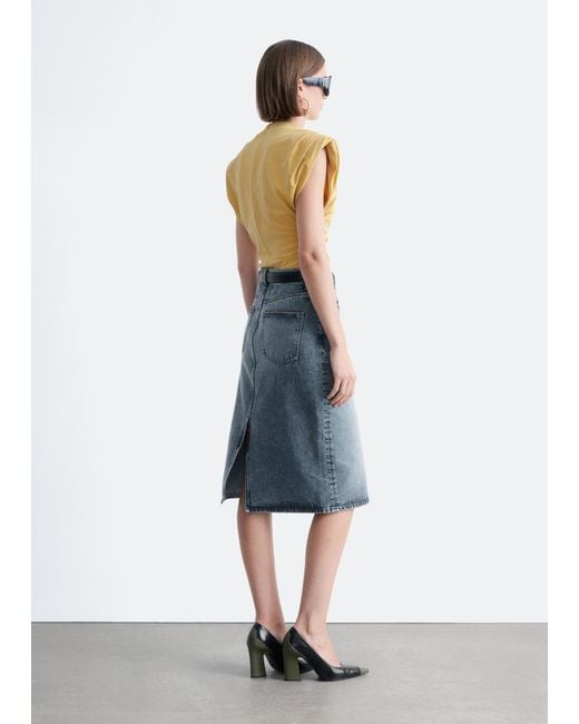 & Other Stories Blue Draped Jersey Top