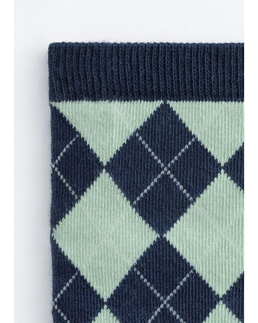 & Other Stories Blue Harlequin Pattern Socks