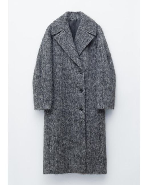 & Other Stories Gray Brushed Wool-Blend Coat