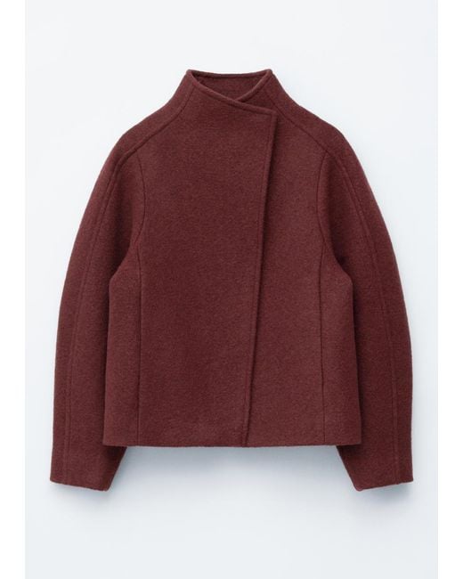 & Other Stories Red Asymmetric Wool Jacket