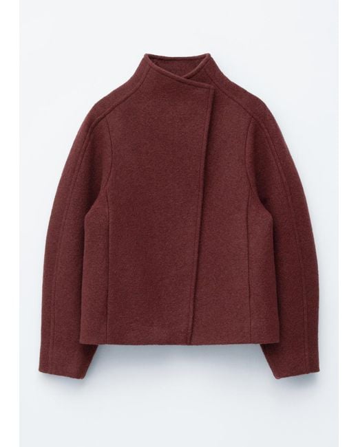& Other Stories Red Asymmetric Wool Jacket