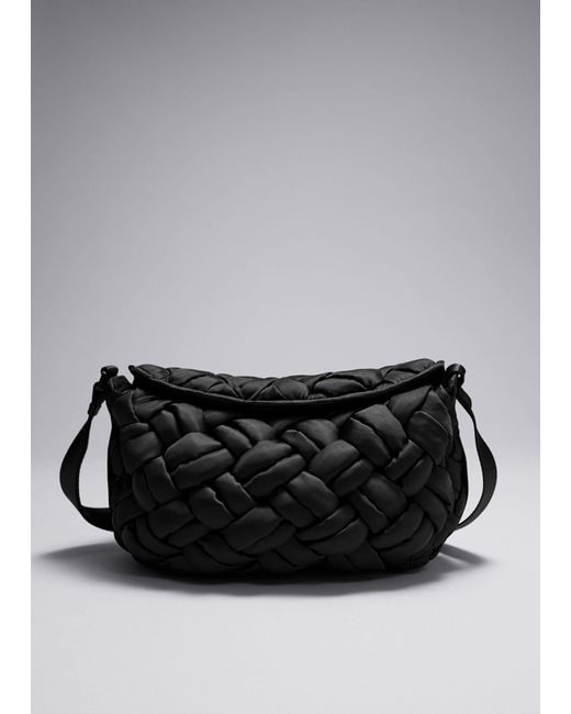 & Other Stories Black Braided Nylon Shoulder Bag