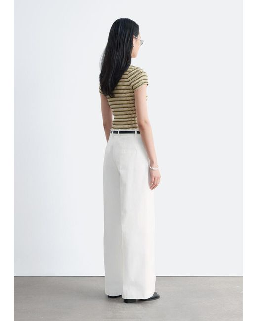 & Other Stories White Striped Rib-Knit T-Shirt