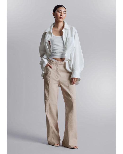 & Other Stories White Straight Utility Trousers