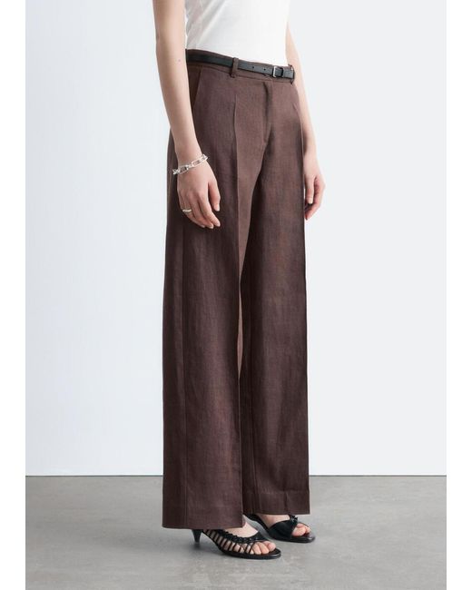 & Other Stories White Tailored Linen Trousers