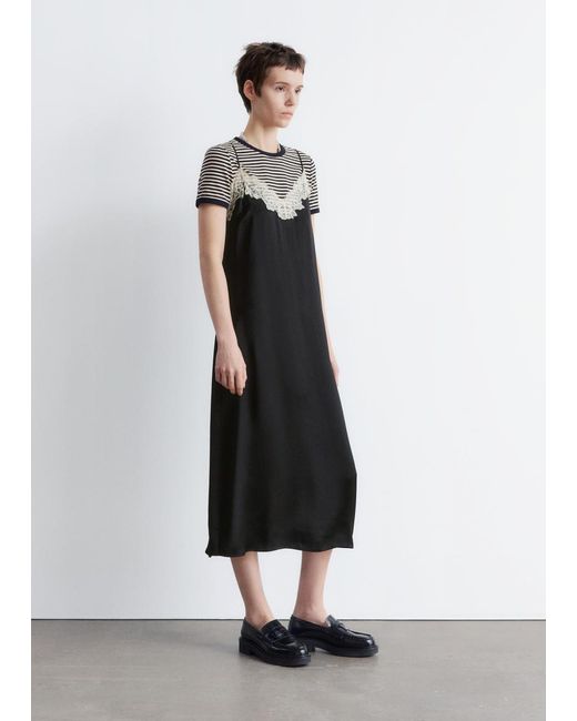 & Other Stories White Satin Slip Midi Dress