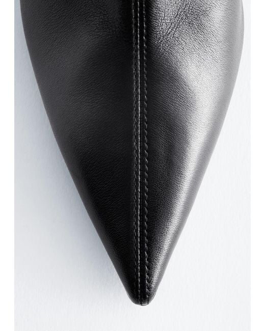 & Other Stories White Pointed Toe Leather Ankle Boots