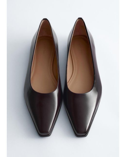 & Other Stories Black Leather Ballet Flats