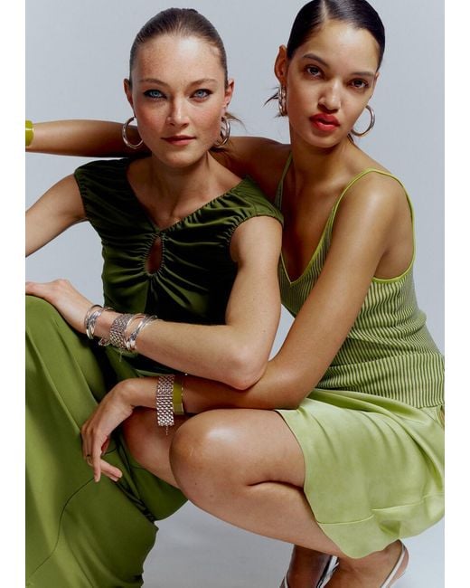 & Other Stories Green Rib-Knit Camisole