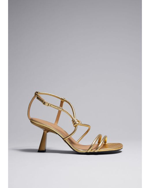 & Other Stories Metallic Knotted Heeled Sandals
