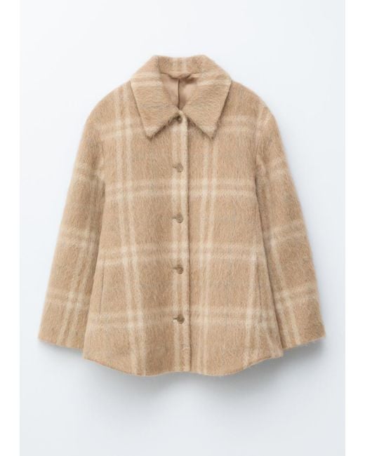 & Other Stories Natural Checked Wool Shirt Jacket