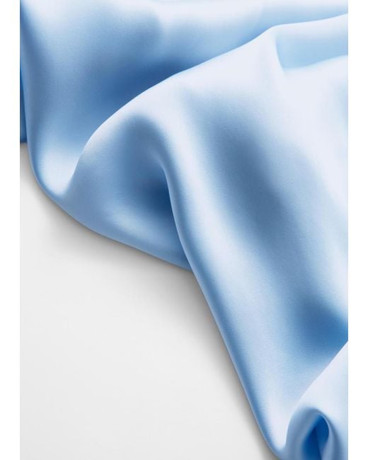 & Other Stories Blue Sleeveless Satin Midi Dress