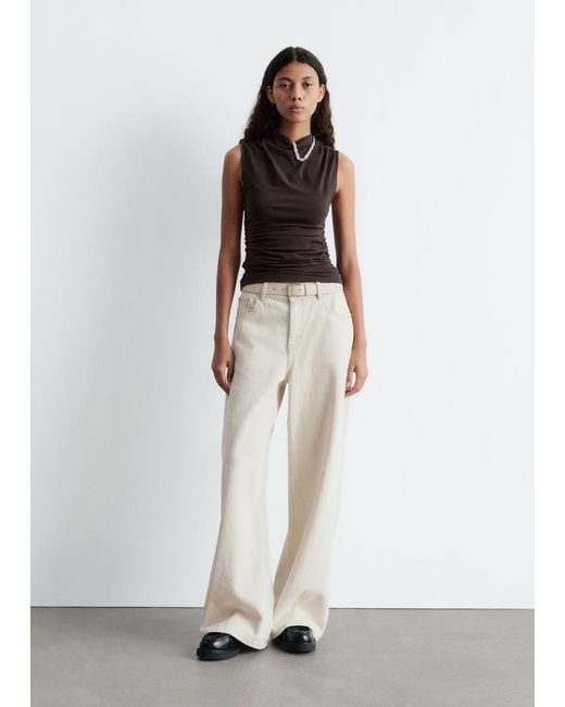 & Other Stories Brown Sleeveless Mock-Neck Top