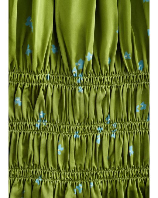 & Other Stories Green Smocked Blouse
