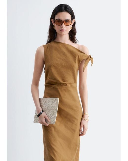 & Other Stories White Asymmetric Midi Dress