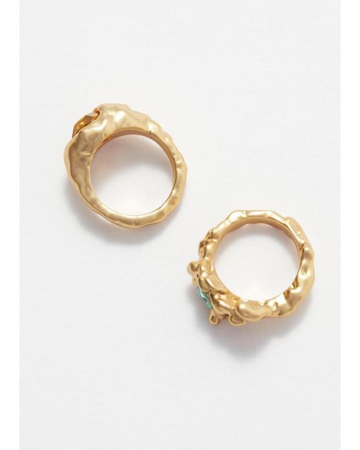& Other Stories White Sculpted Crystal Ring Set