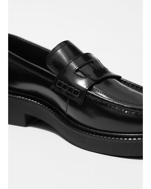 & Other Stories Black Chunky Leather Loafers