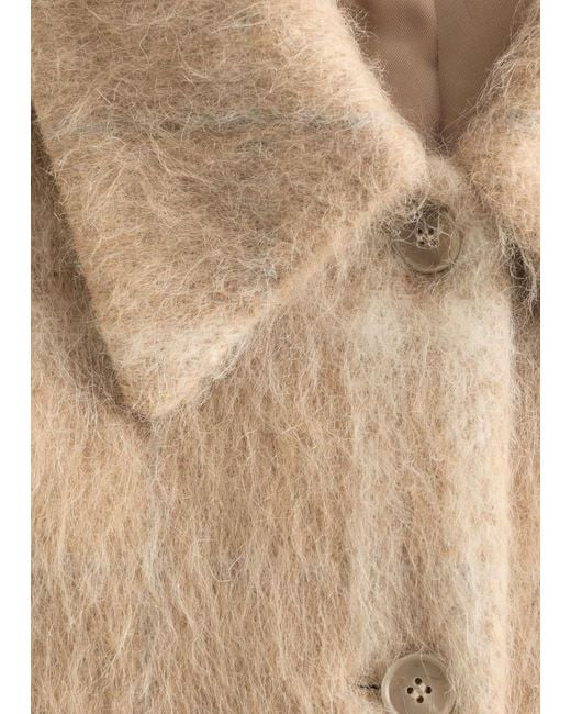 & Other Stories Natural Checked Wool Shirt Jacket