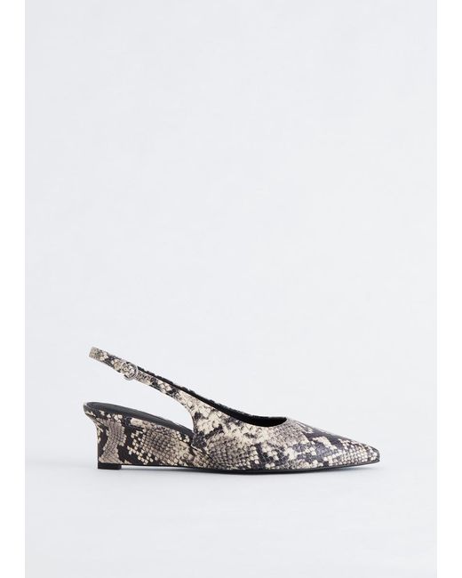 & Other Stories White Leather Wedge Slingback Pumps