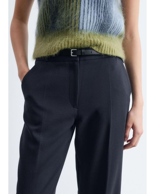 & Other Stories Blue Tailored Press Crease Trousers
