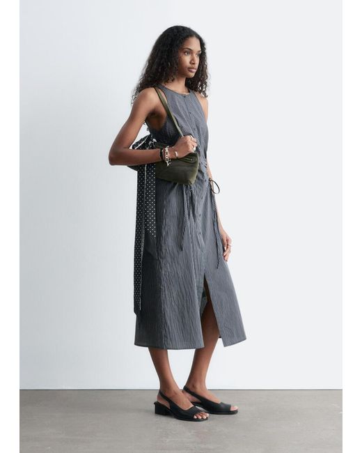 & Other Stories White Sleeveless Drawstring Midi Dress