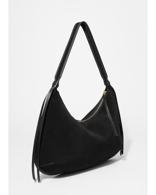 & Other Stories Blue Fringed Suede Shoulder Bag