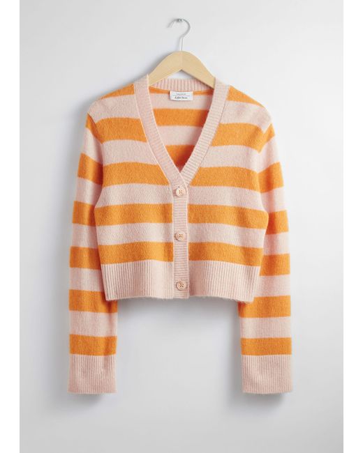 & Other Stories Orange Cropped Knit Cardigan