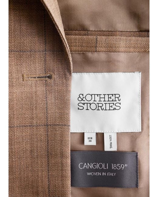& Other Stories Brown Single-Breasted Wool Blazer