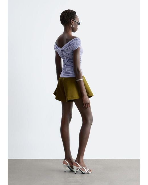 & Other Stories Blue Ruched Jersey Top