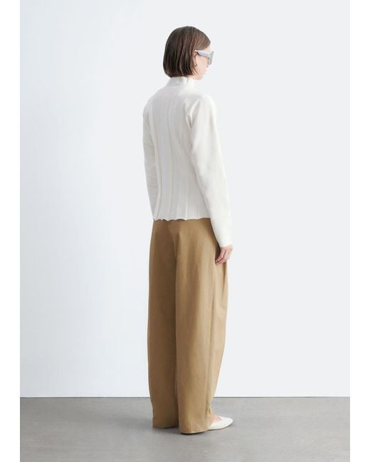 & Other Stories White Ribbed Mock-Neck Top