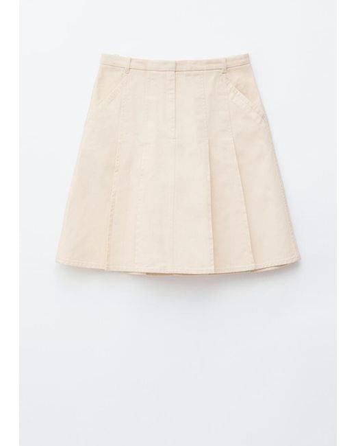 & Other Stories White Pleated Cotton Midi Skirt