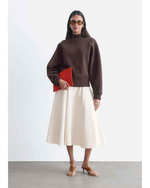 & Other Stories Red Mock Neck Scuba Sweatshirt