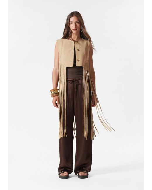& Other Stories White Drawstring Satin Trousers