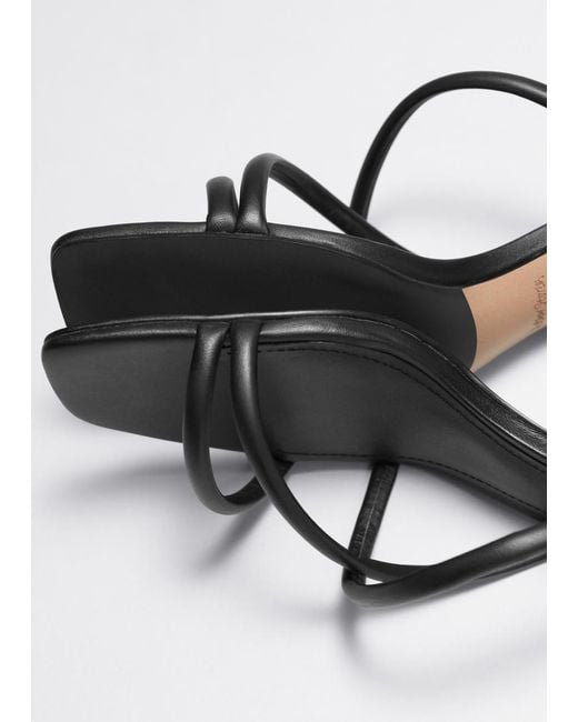 & Other Stories Gray Strappy Block Heel Sandals
