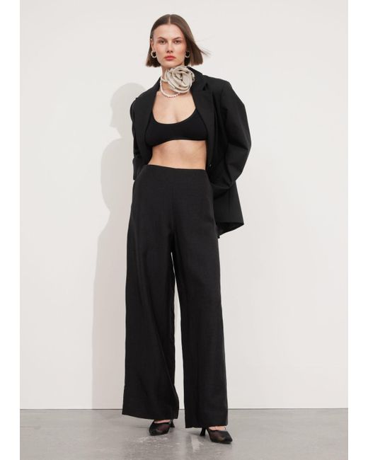 & Other Stories Black Wide Trousers