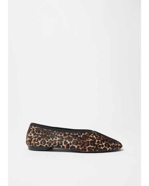 & Other Stories White Almond-Toe Ballerina Flats