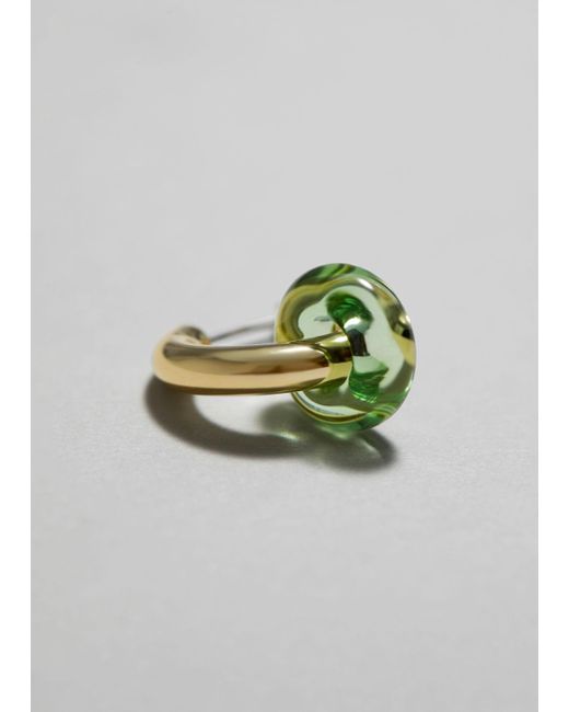& Other Stories Green Vibrant Stone Hoop Earrings