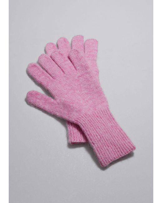 & Other Stories Pink Mohair Wool Blend Gloves