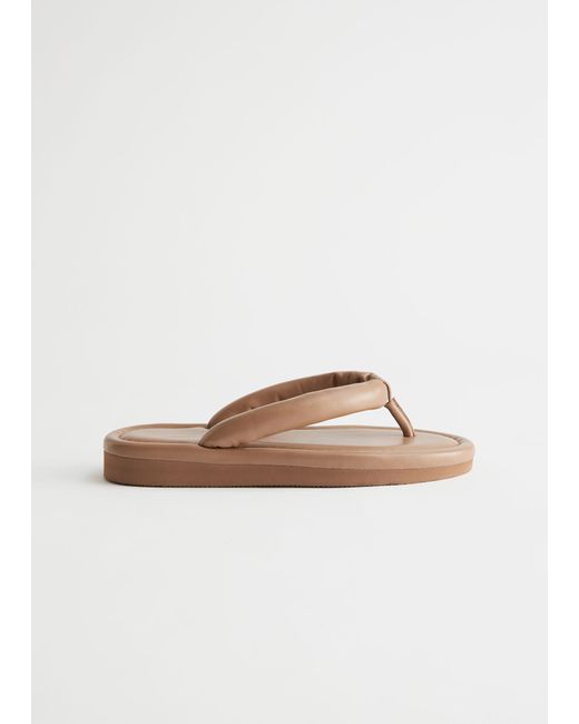 & Other Stories Natural Padded Strap Leather Flip Flops
