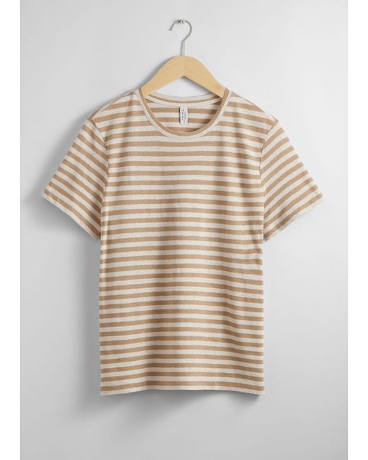 & Other Stories Brown Linen-blend T-shirt